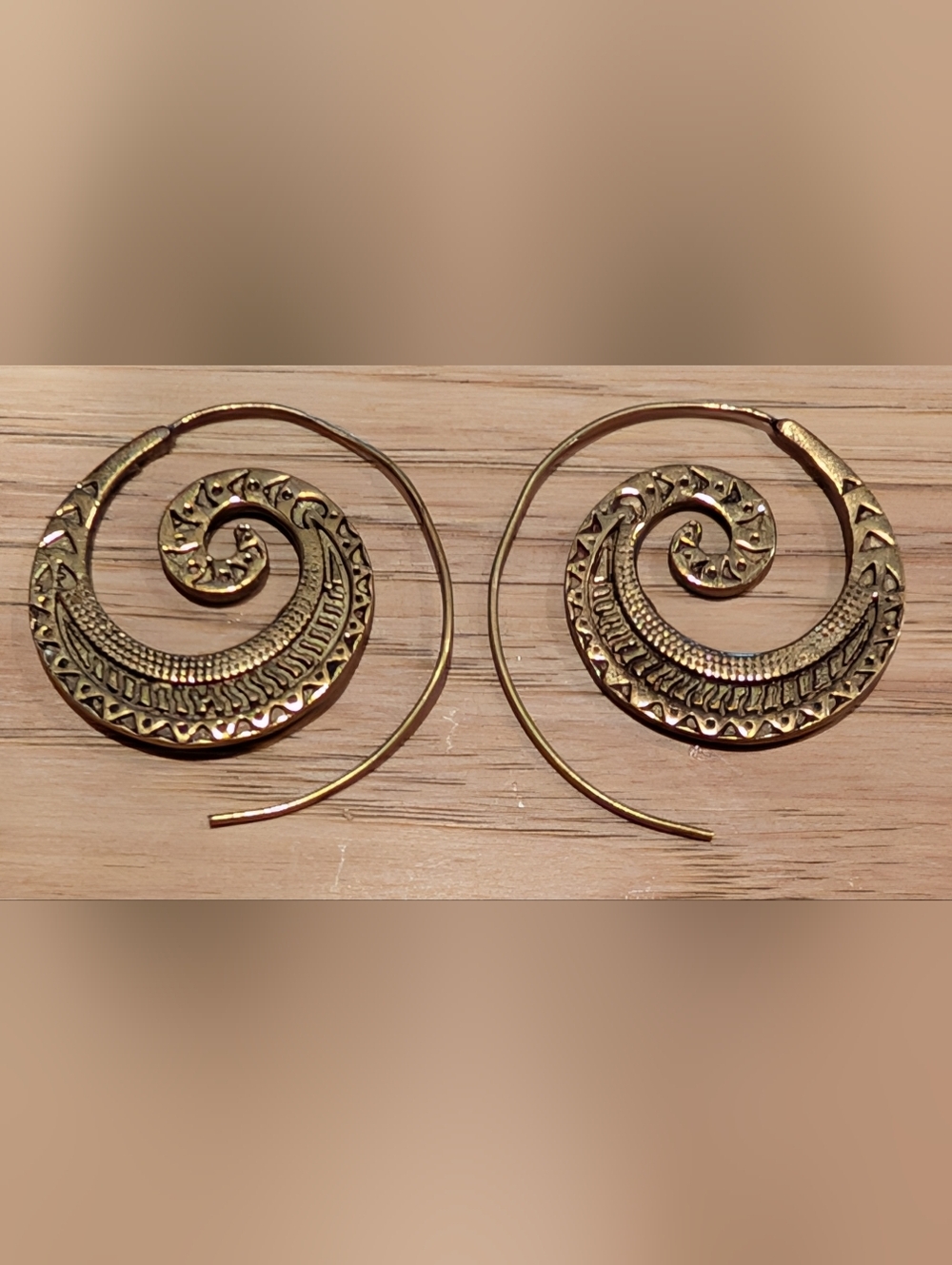 Gold-Tone Decorative Hoop Earrings - Women Jewelry